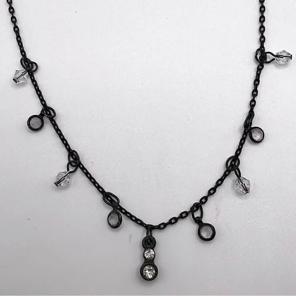 *3/$20*āRobertāRoseāblackĀ andācrystalāchokerālengthānecklace